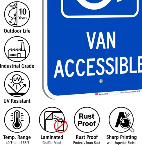 Miniatura 7 de SmartSign - K-1533-EG-12x18-D2 Letrero "Van Accesible" Aluminio reflectante de grado de ingeniero 3M de 12" x 18