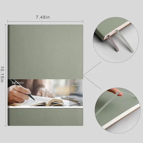 Miniatura 4 de EMSHOI Cuaderno Bullet Journal de Puntos, Diario B5 Grande de Cuero Suave, 192 Páginas Numeradas 100gsm Cuaderno de Cuadrícula de Puntos Grueso