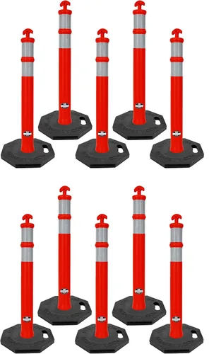 Miniatura 4 de RK DPOST2T - Poste delineador portátil de polietileno con base de goma octogonal de 13 libras, altura de 42 pulgadas de altura (juego de 4, naranja)