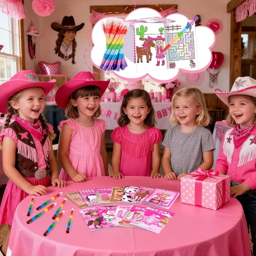 Miniatura 7 de BenLouis 24 piezas de mini libros para colorear de vaquera para niños, recuerdos de fiesta de chicas occidentales, pequeños libros de actividades a