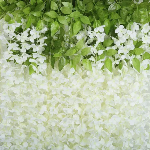 Miniatura 8 de U'Artlines Paquete de 12 (total de 43.2 pies), guirnalda colgante de ratán artificial de glicina falsa, flores de seda, decoración para el hogar
