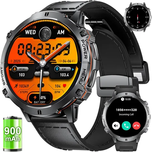 Miniatura 10 de Relojes inteligentes LIGE para hombres con batería de 900mAh (60+ horas de espera), pantalla AMOLED de 1.73" con Bluetooth, modo de llamada, más