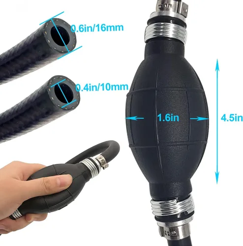 Miniatura 3 de Línea de combustible para barcos de 3/8 pulgadas 6 pies con bombilla de cebador, conjunto de línea de combustible trenzada de nailon 3/8" 10mm