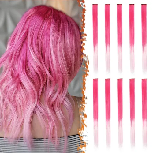Miniatura 9 de BARSDAR Extensiones de cabello negro con clip, extensiones de cabello con clip de color para mujer, 22 pulgadas, 12 piezas, extensiones sintéticas
