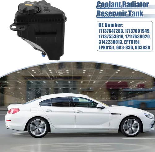 Miniatura 2 de X AUTOHAUX Tanque de depósito de radiador de refrigerante 17137647283 Botella de expansión de desbordamiento de refrigerante con tapa y sensor