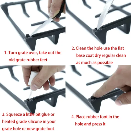 Miniatura 4 de Charbrofire W10919249 Rejilla HP Pies de goma para Samsung Grate Whirlpool Range WFG505M0BS Piezas de repuesto Amana AGR5715QDQ Maytag Gas Estufa