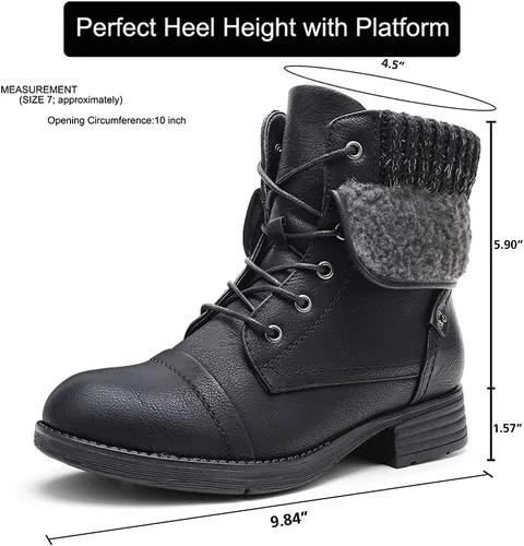 Miniatura 3 de Moda Chics - Botines para mujer, estilo combate con cordones y peluche.