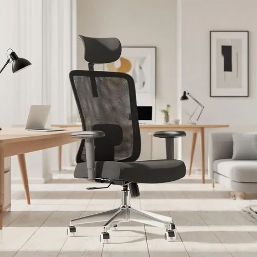 Silla de oficina ergonómica, silla de escritorio de malla con reposacabezas ajustable y reposabrazos 2D, sillas de computadora con soporte lumbar,