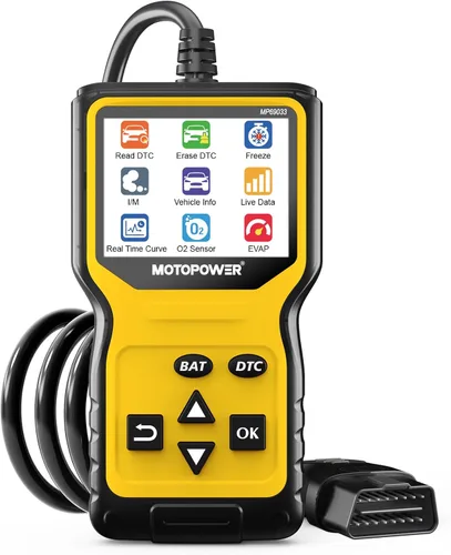 MOTOPOWER MP69033 Pro OBD2 Escáner Lector de Código, Herramienta de Diagnóstico de Luz de Falla del Motor con Probador de Batería