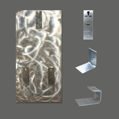 Miniatura 3 de BATRENDY ARTS Arte de pared de metal con ondas azules, escultura colgante en 3D, pintura de aluminio pulido a mano para sala de estar, dormitorio