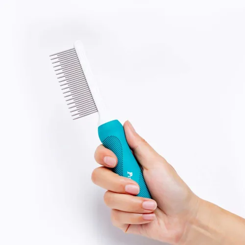 Miniatura 7 de Peine para mascotas, peine de dientes largos y cortos para perros y gatos, peine de pelo de mascotas para kit de aseo en el hogar, elimina nudos