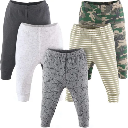 The Peanutshell Pantalones de bebé de camuflaje y dinosaurio para niños paquete de 5 unidades tallas de recién nacidos hasta 24 meses forro polar