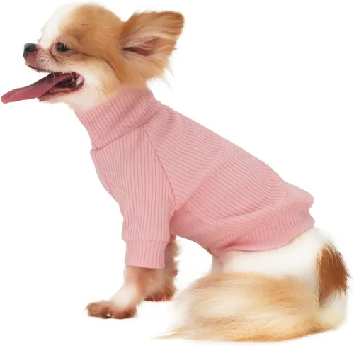 Miniatura 2 de LOPHIPETS Suéteres de cuello alto para perros pequeños, ropa para cachorros Chihuahua, rosa claro brillante, M