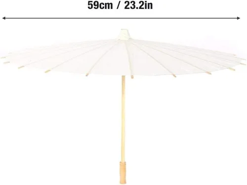 Miniatura 6 de Paraguas de papel resistente a la lluvia sombrilla china hecha a mano ideal para bodas damas de honor blanco puro 2
