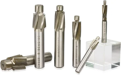 Miniatura 7 de Broca de taladro HSS de 4 flautas para fresado de molino de extremo de avellanado para perforación de madera/metal, M14.4x24x12x80