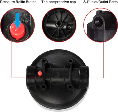 Miniatura 8 de Geekpure Sistema de filtro de agua para toda la casa de 10 pulgadas con 4 filtros de bloque de carbono, puerto de 4.5 x 10 pulgadas - 3/4 pulgadas