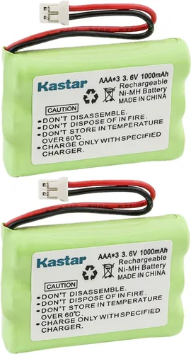 Kastar Paquete de 2 baterías AAAx3 3.6V PH 1000mAh Ni-MH para Motorola MBP33, MBP36 MBP36PU Baby Monitor, TFL3X44AAA900 CB94-01A y Graco 2795DIG1,