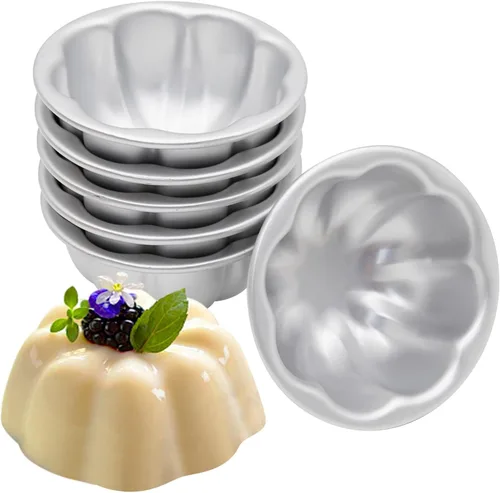 6 moldes de tarta de huevo de aleación de aluminio, tartaletas para hornear, forma de flor, antiadherentes, moldes para tartas de huevo, 3.5 x 1.6