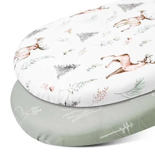 Gllquen Baby Juego de Sábanas para Moisés de 2 Piezas, Sábana Ajustable para Moisés Transpirable Acogedora Ajuste Universal para Colchón Estándar