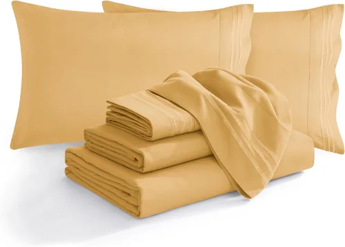 Miniatura 73 de Elegant Comfort - Juego de ropa de cama resistente a arrugas y decoloración más acogedor, sábana bajera elástica en todo el contorno, bolsillo