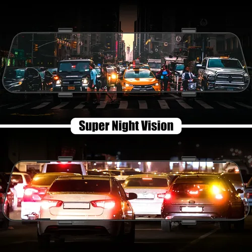 Miniatura 3 de Cámara de salpicadero de espejo para automóviles, espejo retrovisor de 4.5 pulgadas, 1080P cámaras duales de visión frontal y trasera, súper visión