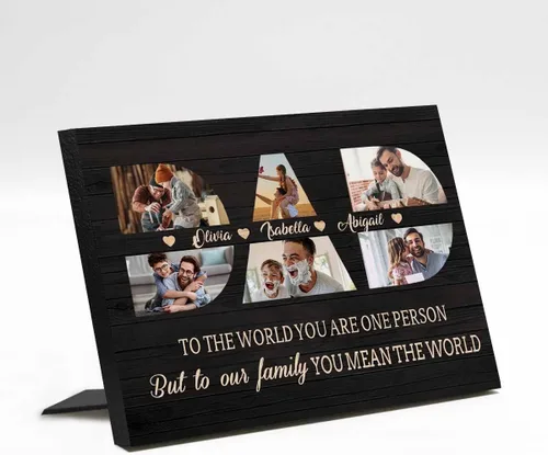 Miniatura 18 de InterestPrint Panel de fotos personalizado para papá y nombre para exhibición de mesa, mejor papá estrella, 6 fotos, marco de fotos personalizado