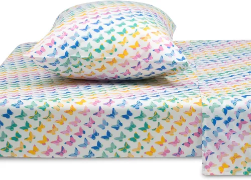 Miniatura 4 de Delta Children Juego de sábanas tamaño individual de 3 piezas, incluye 1 sábana encimera, 1 sábana bajera y 1 funda de almohada, mariposas