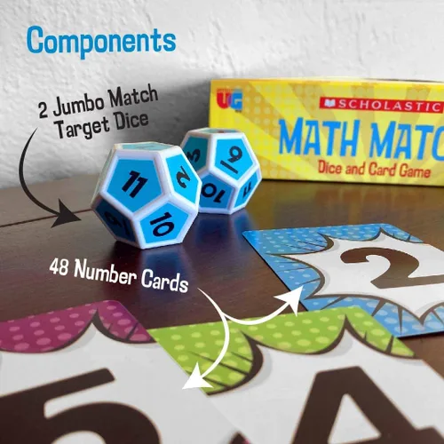 Miniatura 6 de University Games, Juego de Dados de Viaje Scholastic Math Match, Juego de Refuerzo Matemático para Niños, para 2 o Más Jugadores a Partir de 5 Años