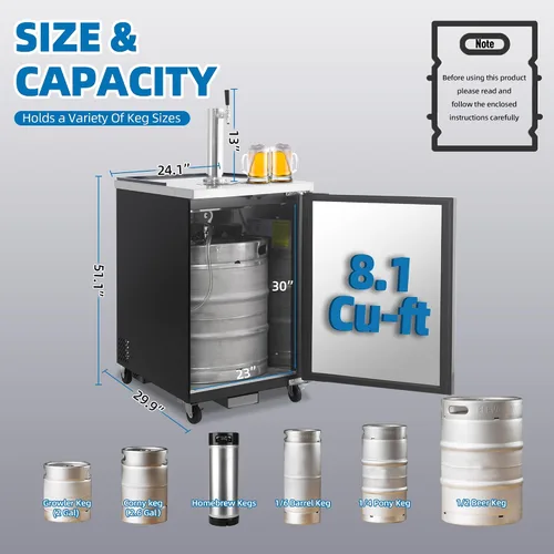 Miniatura 3 de Polarman Dispensador de Cerveza de Barril de Una Sola Tapa para Bares y Restaurantes, Refrigerador de Barriles de Tamaño Completo 24” de Acero