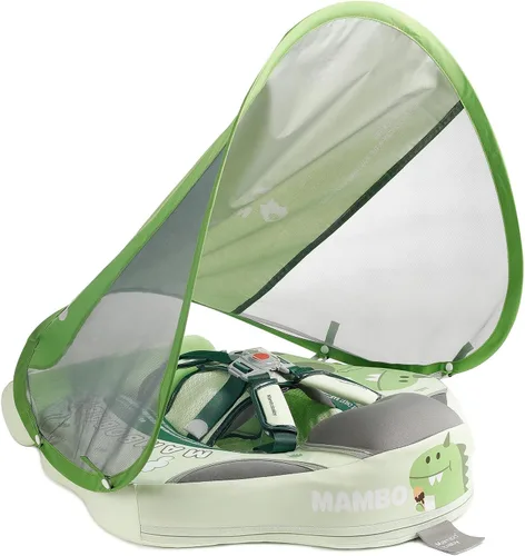 Miniatura 9 de Mambobaby Flotador de piscina para bebés sin deslizamiento con toldo y cola flotador de natación no inflable para bebés, espuma perla, UPF 50+