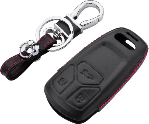 Funda de cuero genuino para llavero de Audi A4 A4L A5 A6 A7 A8 Q5 Q7 R8 RS Q3 RS4 RS5 RS7 S4 S5 S6 S7 S8 SQ5 SQ7 TT TTS TT-RS Key Car Remote Key