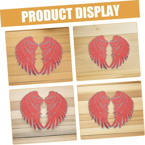Miniatura 7 de 2 Pairs Red Self-Adhesive Embroidered Angel Wings Patches with Sequin Shine for Clothes Bags Jackets DIY Sewing Decoration