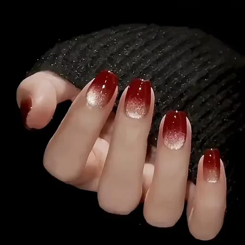 Miniatura 13 de LIGHT RAIN - Uñas a presión de longitud media, con diseño de galaxia Andromeda, uñas postizas de gel, reutilizables, de lujo, de siete capas