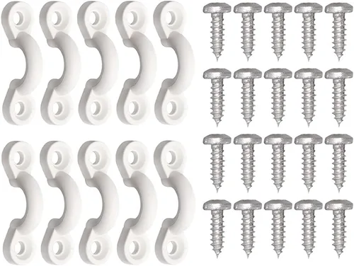 Miniatura 9 de Kit de 10 trabillas para kayak, kit de aparejo de cubierta de bucles de amarre para kayak, ojo de nailon y tornillos de acero inoxidable para canoa
