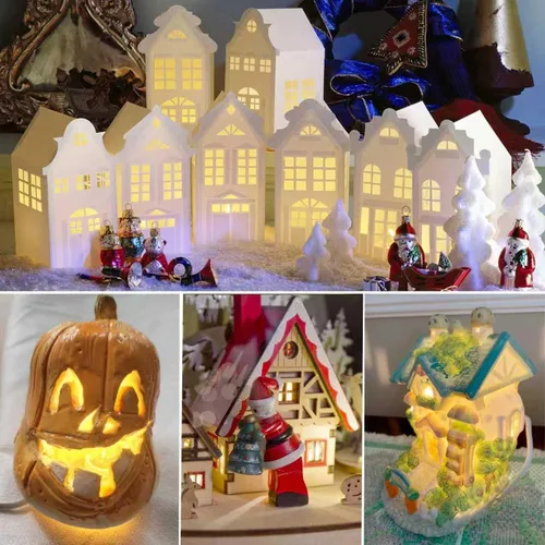 Miniatura 9 de KGC Paquete de 4 cables de accesorios con bombilla LED C7, cable de luz de molde de soplado interior de 6 pies con enchufes para calabazas