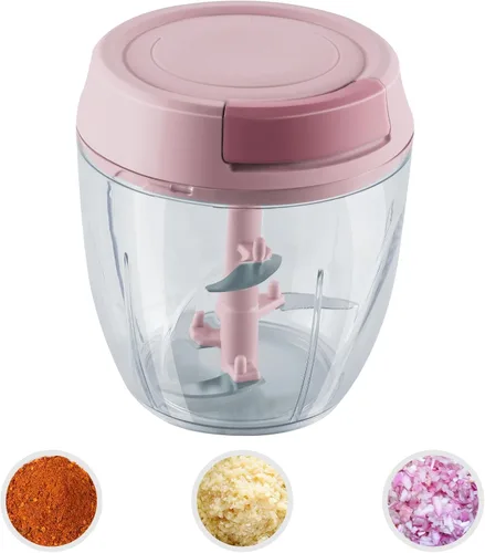 Miniatura 8 de Picador de ajo, mini picador manual de alimentos para cocina, cebolla, trituradora de ajo, picadora de ajo, azul, 5.4 fl oz