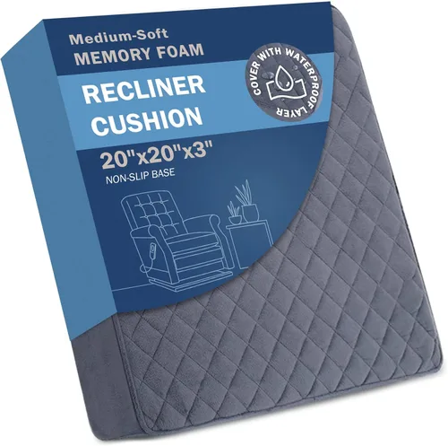 Miniatura 15 de Cojín de asiento para silla reclinable de espuma viscoelástica de 20 x 20 x 3 pulgadas para sentarse durante mucho tiempo, almohadilla para sillón