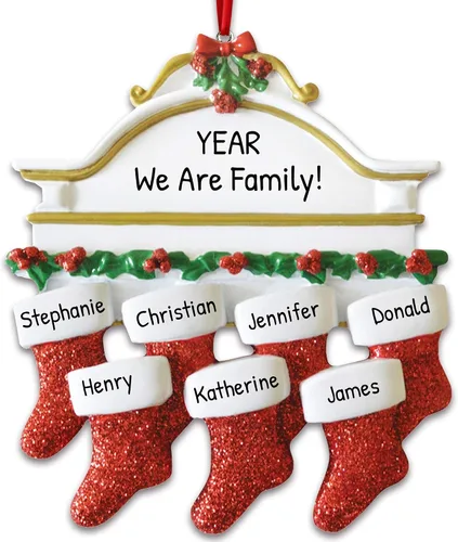 Miniatura 14 de Adornos de Navidad familiares personalizados – Medias de Navidad personalizadas con nombres, regalos para parejas, adornos 2024, nuestra primera