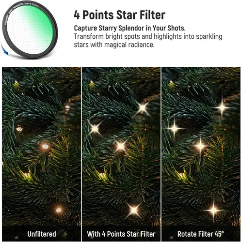 Miniatura 5 de NEEWER - Juego de filtros magnéticos para teléfono de 2.047 in, anillo adaptador + estrella de 4 puntos + CPL + filtro de difusión negro de 1/4