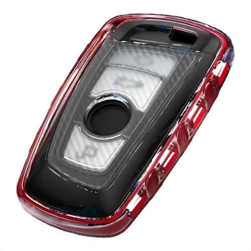 Funda para llavero de TPU compatible con BMW 1 3 4 5 6 7 Series GT3 GT5 M5 M6 X3 X4 textura de fibra de carbono transparente 3 y 4 botones carcasa