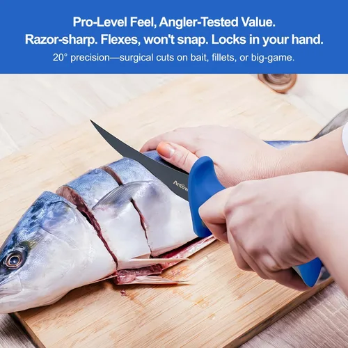 Miniatura 6 de ANTOWIN Cuchillo de filete de 7 pulgadas para pescado, hoja de acero inoxidable SG2 japonés de grado profesional, cuchillos de filete de pesca