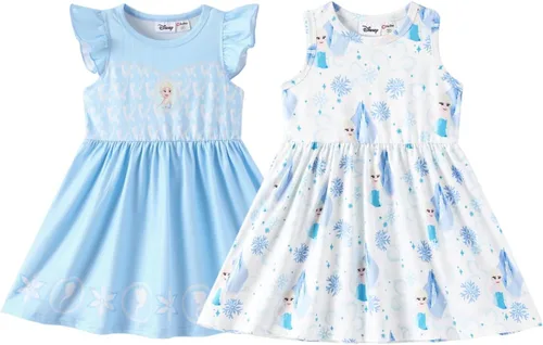 Miniatura 11 de Disney Frozen Elsa - Vestido de princesa Minnie Mouse Stitch para niña, paquete de 2 unidades, manga larga con volantes, conjunto de disfraz de 2 a