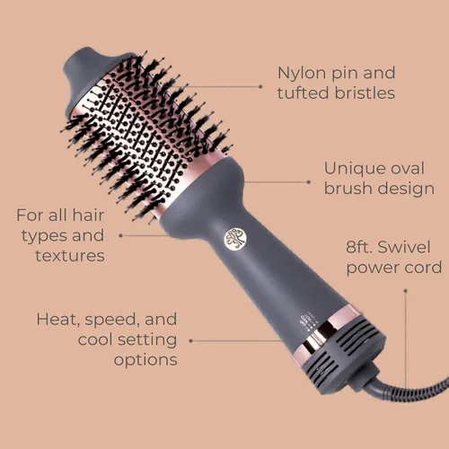 Miniatura 3 de Hairitage Cepillo Secador de Un Paso Voluminizante + Secador de Pelo para Rizar + Alisar - Cepillo de Soplado de Cerámica y Turmalina +