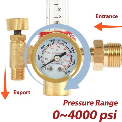 Miniatura 8 de HTP Argon CO2 Mig Tig Medidor de flujo 0-4000 PSI regulador de nitrógeno medidor de flujo 10-60CFH Regulador de argón ajustable Medidor de flujo