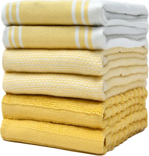 Miniatura 7 de Toallas de cocina premium (20"x 28", paquete de 6) Toallas de plato grandes de algodón Juego de textiles de cocina planos y de rizo altamente