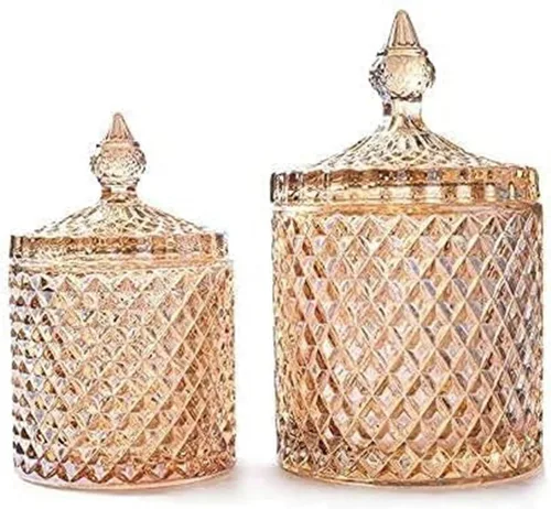 Miniatura 4 de Rainie Love Home - Juego básico de organización de almacenamiento de alimentos, tarro facetado de diamante de cristal con tapa de cristal, adecuado