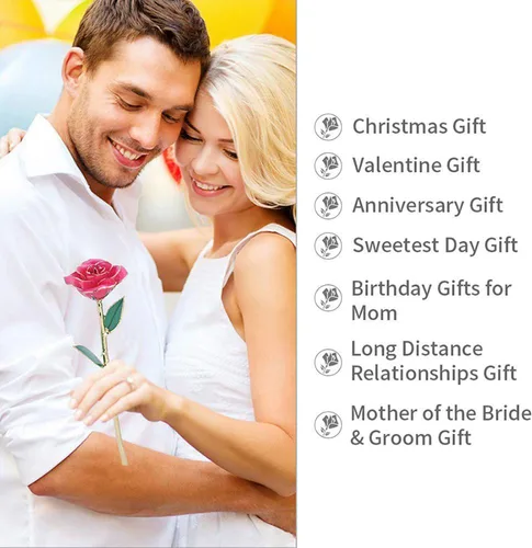 Miniatura 2 de Ejoyous Regalo de rosa para el día de la madre para mamá, rosa sumergida en oro de 24 quilates chapada en oro real preservada para siempre con Rosa