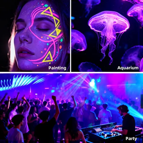 Miniatura 4 de Paquete de 2 luces LED negras de 100 W, luz negra con enchufe e interruptor, luz negra impermeable IP66 para fiesta de Halloween, brilla