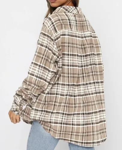 Miniatura 3 de Lacozy Camisa de franela a cuadros de búfalo para mujer, blusas de manga larga con cuello y botones