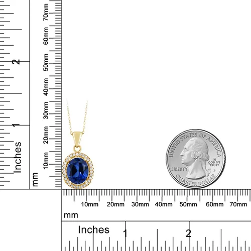 Miniatura 80 de Gem Stone King Collar con colgante de plata chapada en oro amarillo de 18 quilates de 0.433 x 0.354 in con piedra natal ovalada para mujer